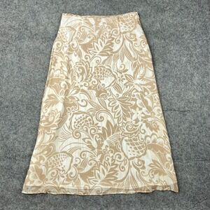 Pendleton Skirt Womens 6 Tan White Floral 100% Silk Flowy Tropical Lined Zip VTG